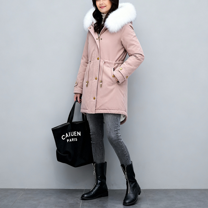 Fur Hooded Winter Pink Parka