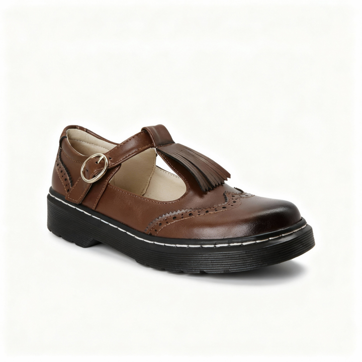 Fringe Cut Out Flower Brogue Shoes