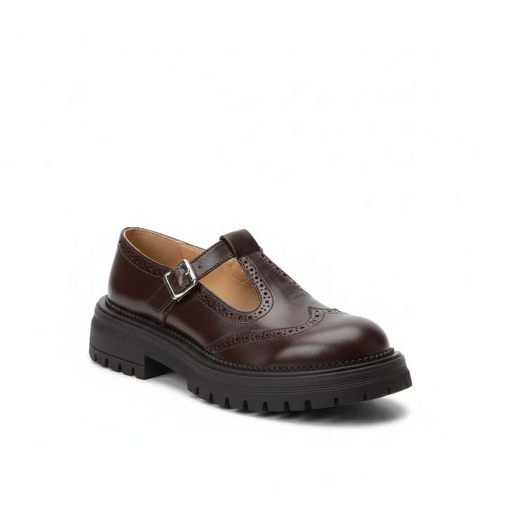 Brogue T-Bar Platform Shoes