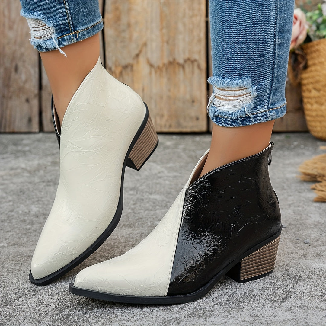 Ankle Boots with Pointed Toe & Back Zipper