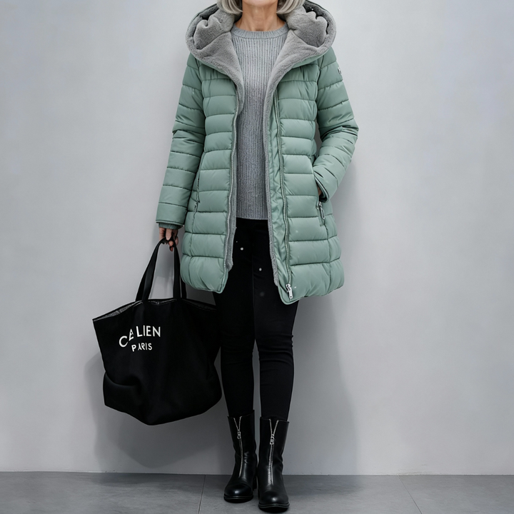 Fleece Lined Green Puffer Coat