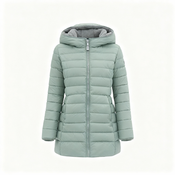 Fleece Lined Green Puffer Coat