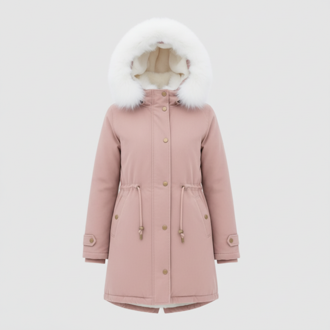 Fur Hooded Winter Pink Parka