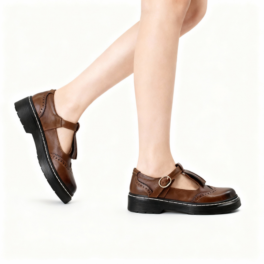 Fringe Cut Out Flower Brogue Shoes