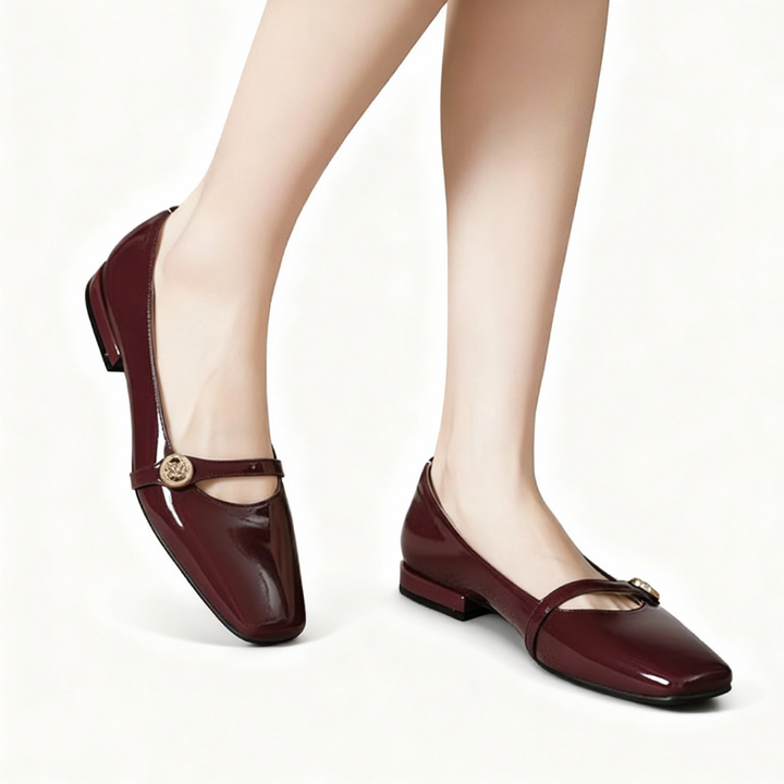 French Retro Square Head Low-heeled Mary Janes