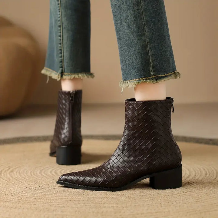 Pointed Toe Chunky Heel Ankle Boots