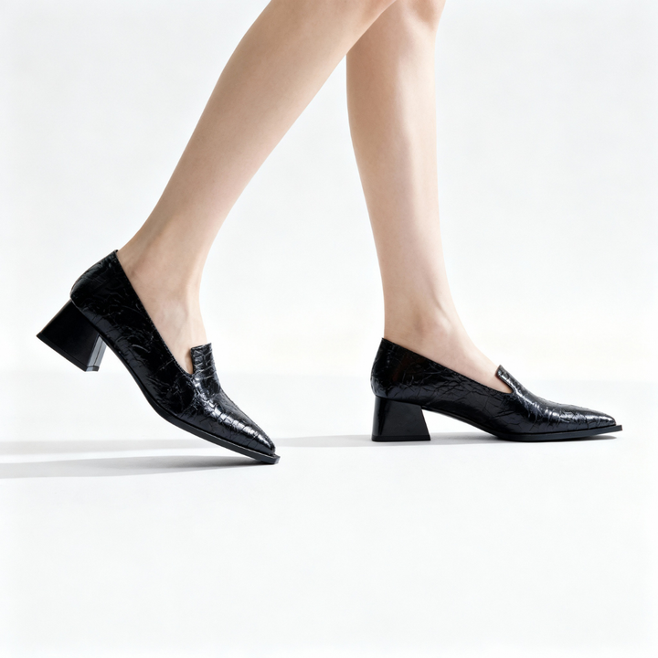 Pointed Toe Chunky Heel Shoes