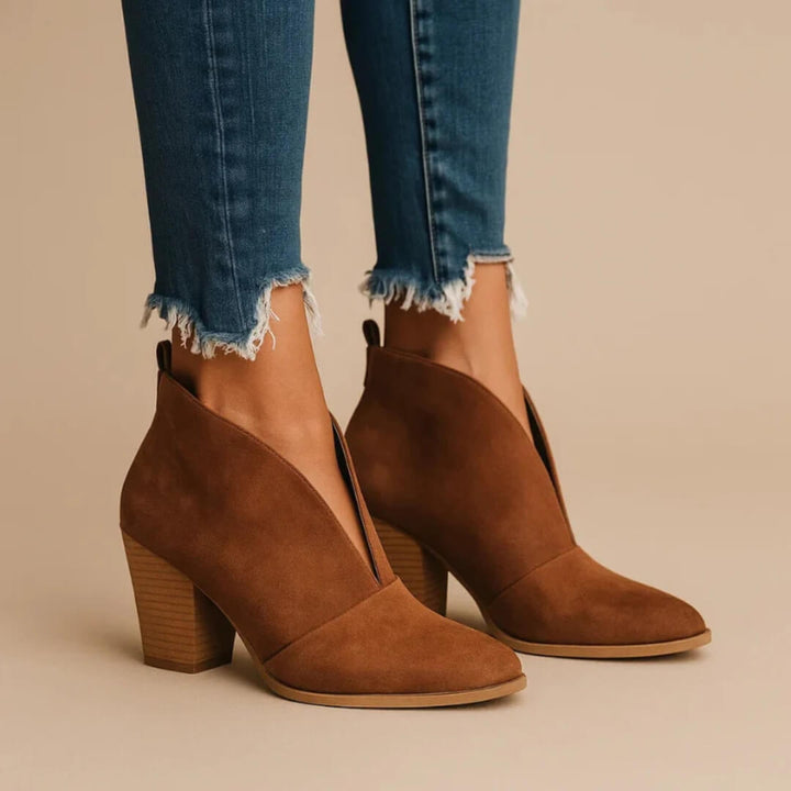 V-Shape Block Heel Boots