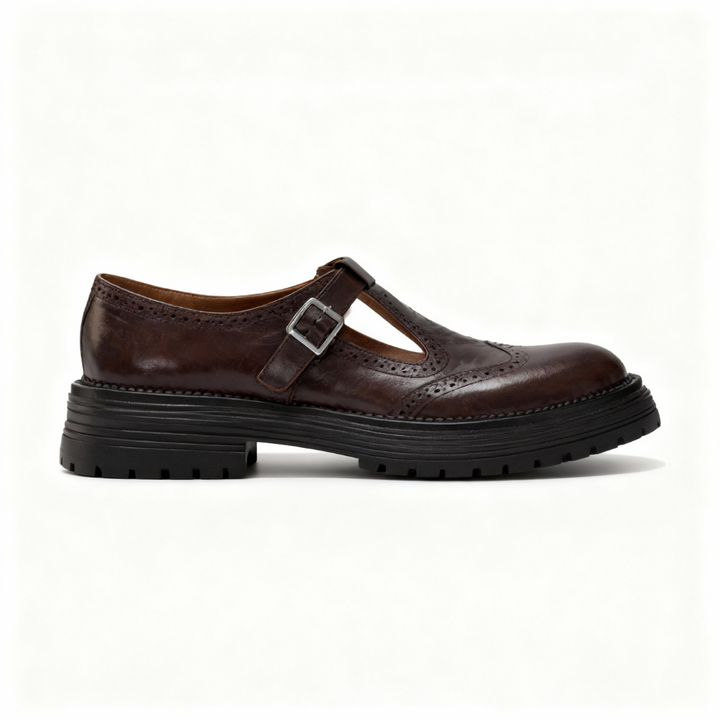Brogue T-Bar Platform Shoes