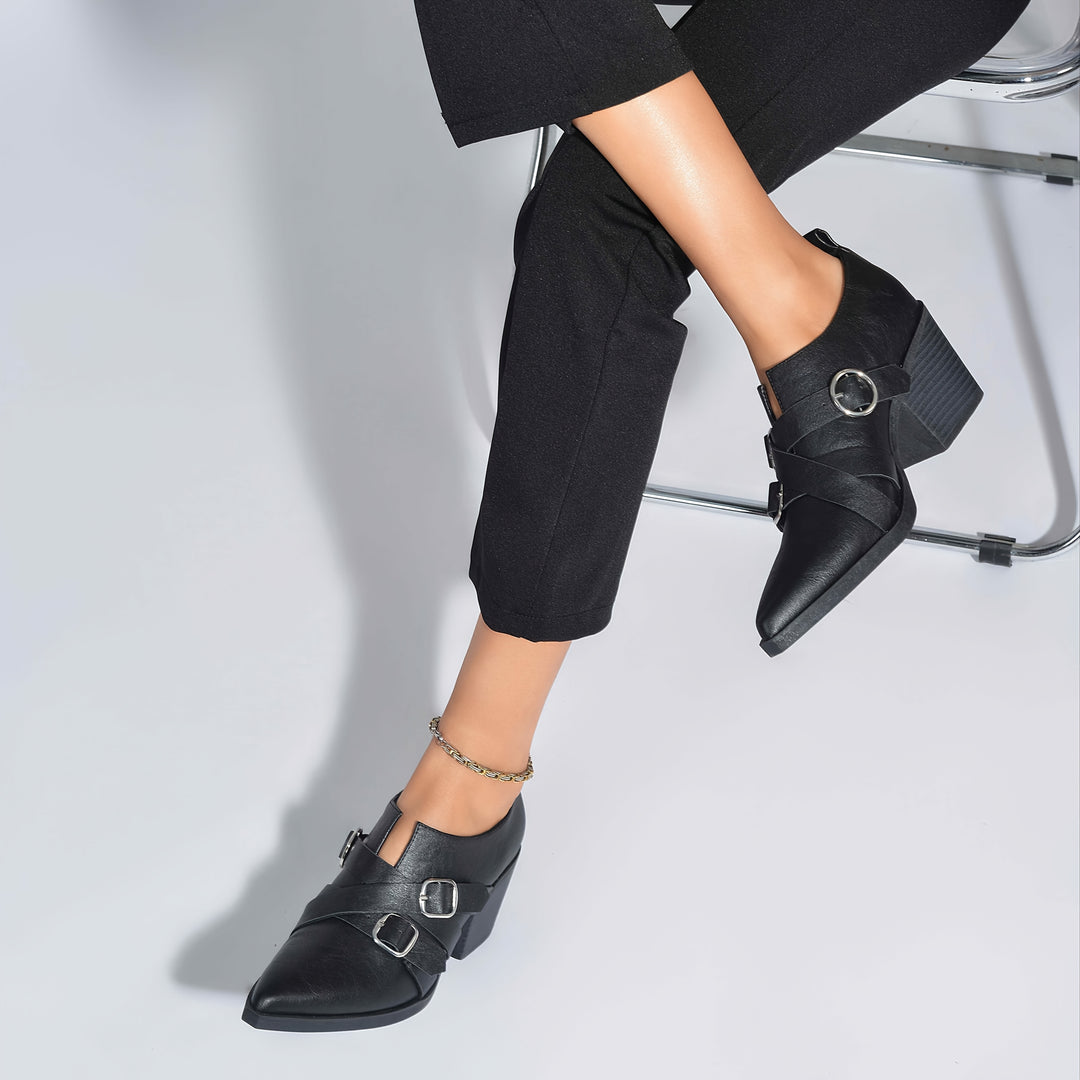 Pointed Toe Chunky Heel Ankle Boots