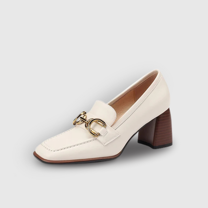 Square Toe Chunky Heel Loafers