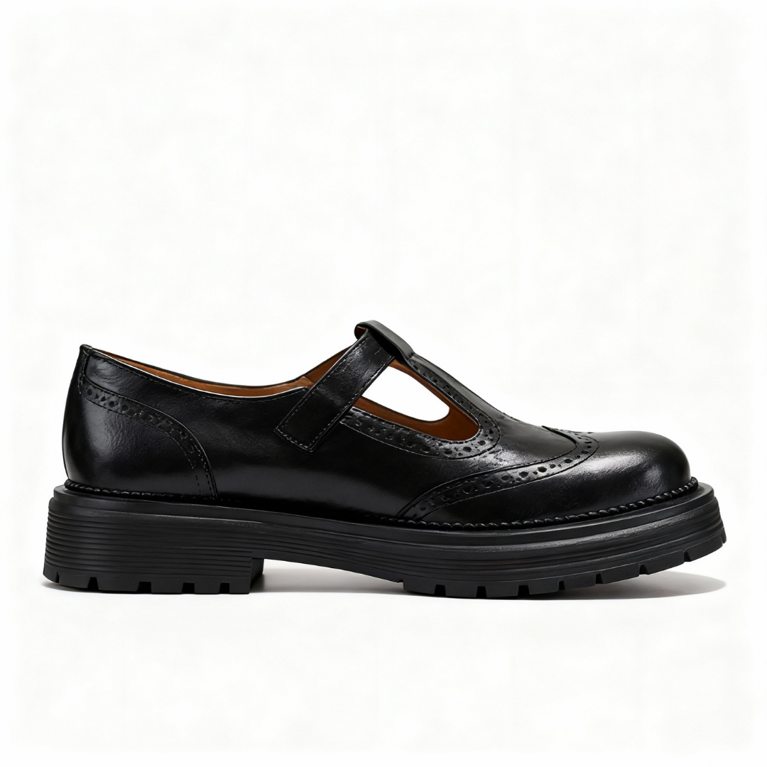 Brogue T-Bar Platform Shoes