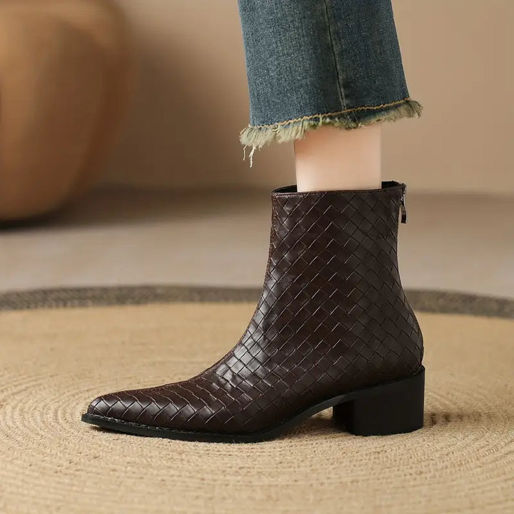 Pointed Toe Chunky Heel Ankle Boots