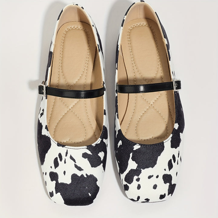 Cow Print Mary Jane Flats