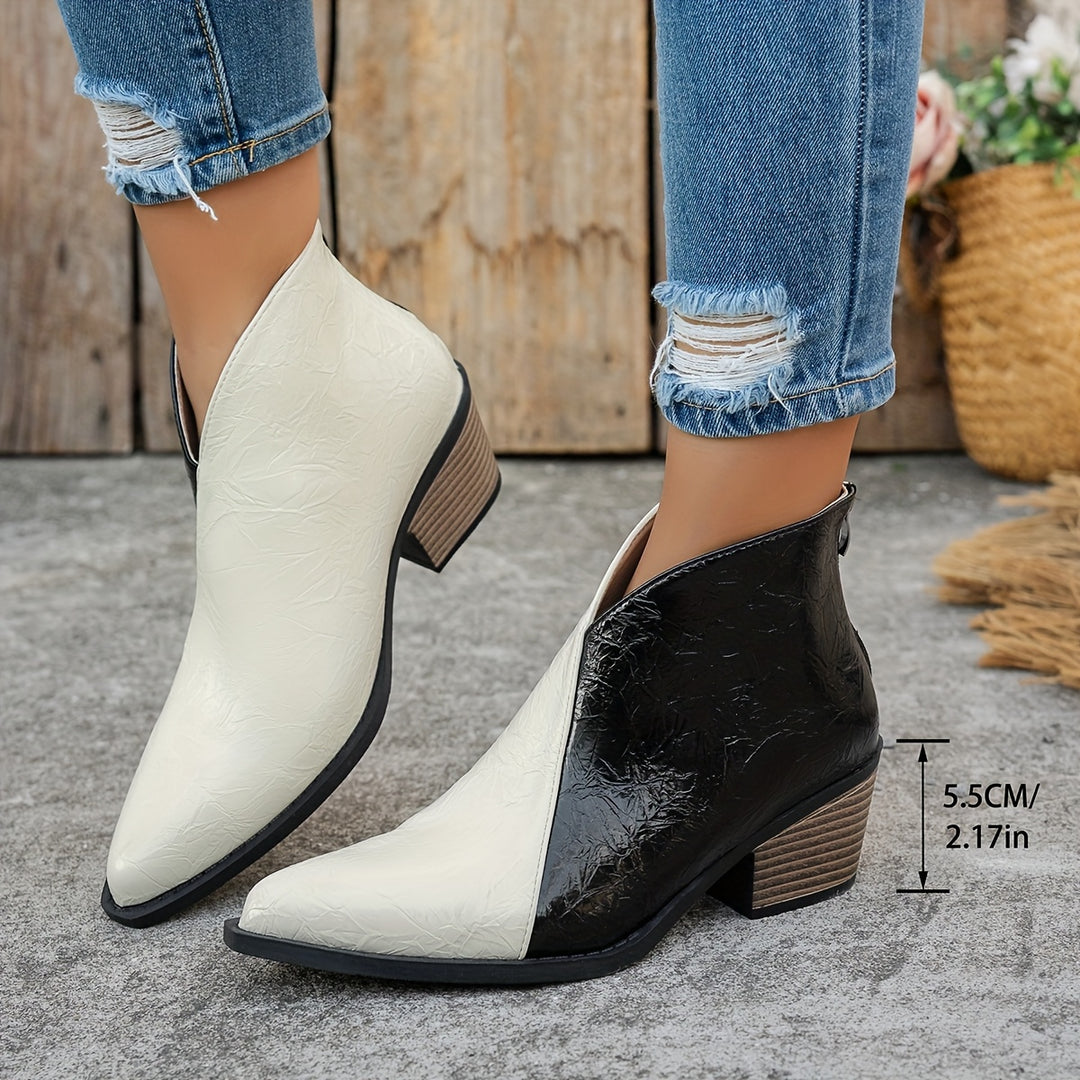 Ankle Boots with Pointed Toe & Back Zipper