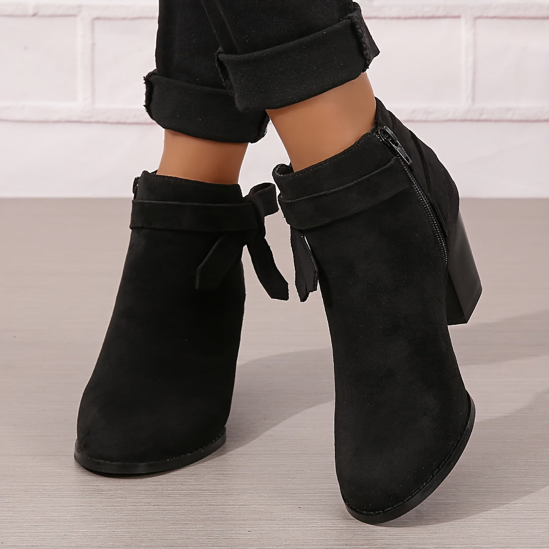 Women's Frosted Orange Ankle Boots with Chunky Heels