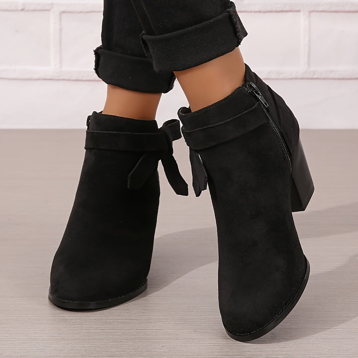 Women's Frosted Orange Ankle Boots with Chunky Heels