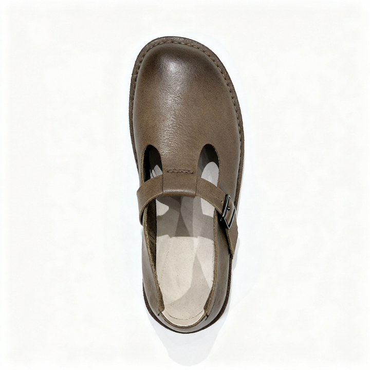 Leather Flat Mary Jane Shoes