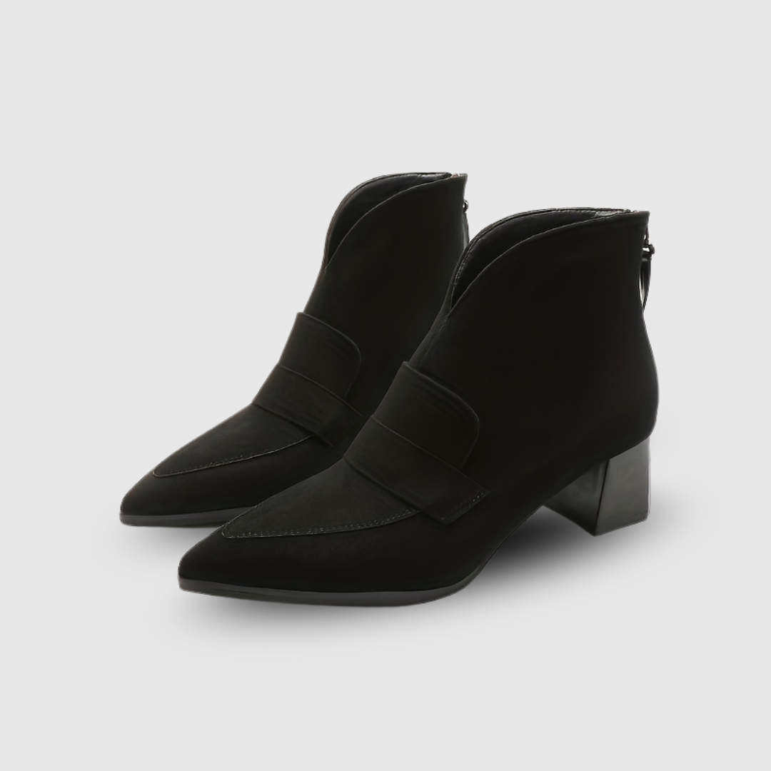 Elegant Pointed Toe Chunky Heel Ankle Boots