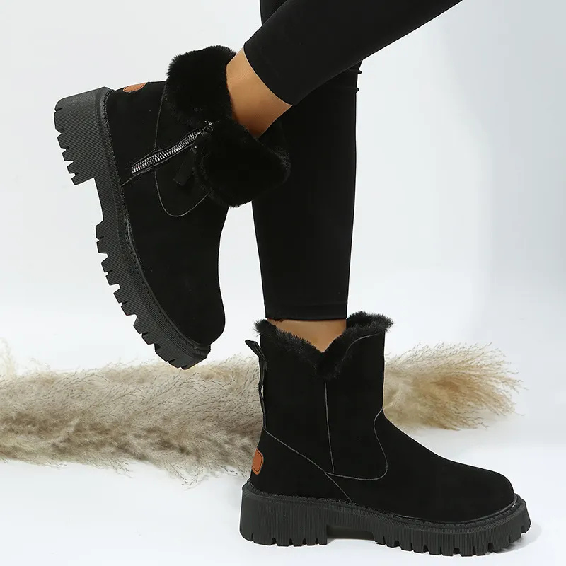 Side Zip Plush Boots