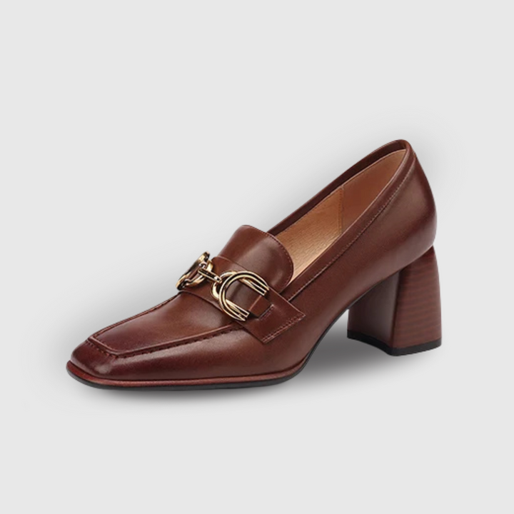 Square Toe Chunky Heel Loafers