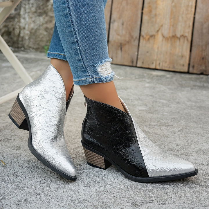 Ankle Boots with Pointed Toe & Back Zipper