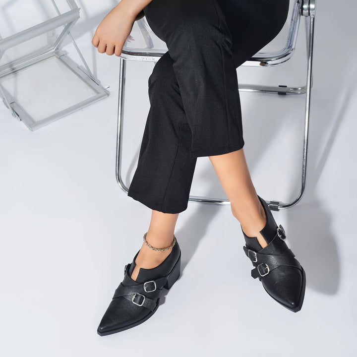 Pointed Toe Chunky Heel Ankle Boots