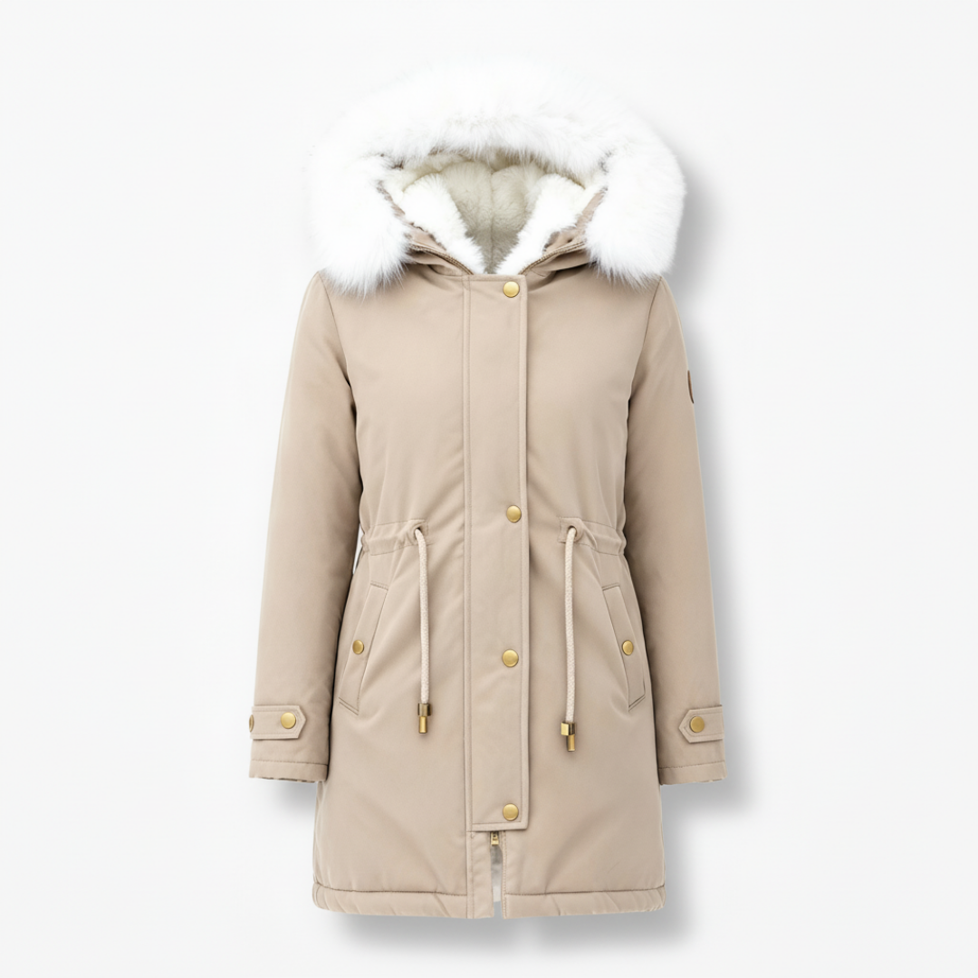 Fur Hooded Winter Beige Parka