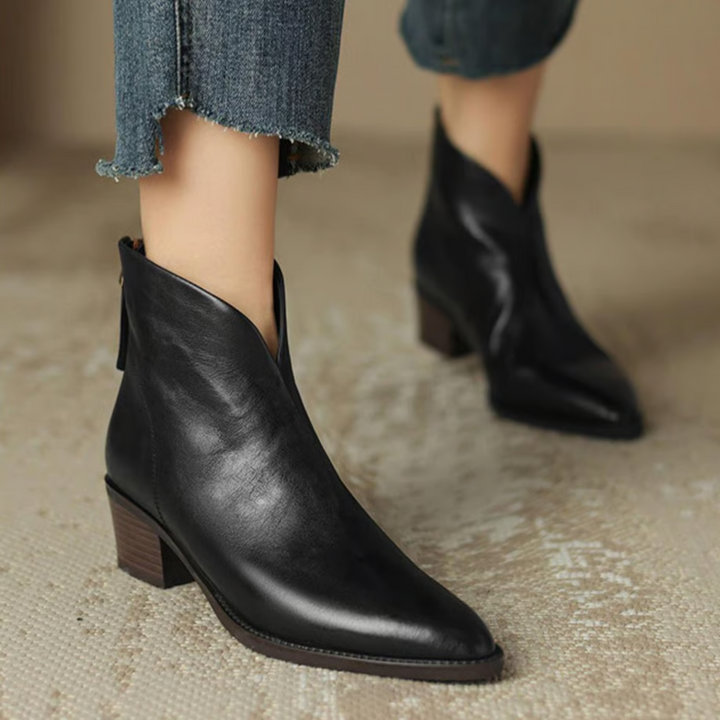 V-Detail Pointed Boots