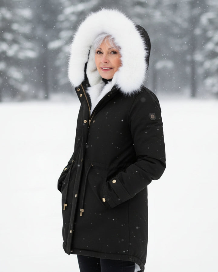 White Fur Hooded Parka