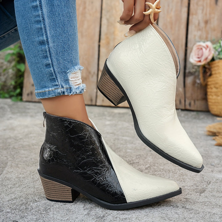 Ankle Boots with Pointed Toe & Back Zipper