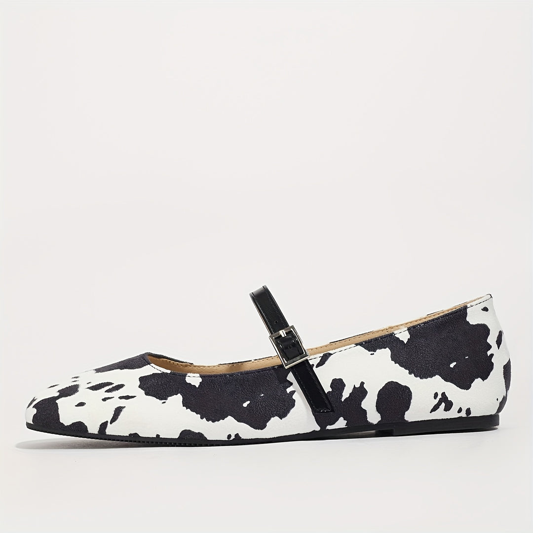 Cow Print Mary Jane Flats