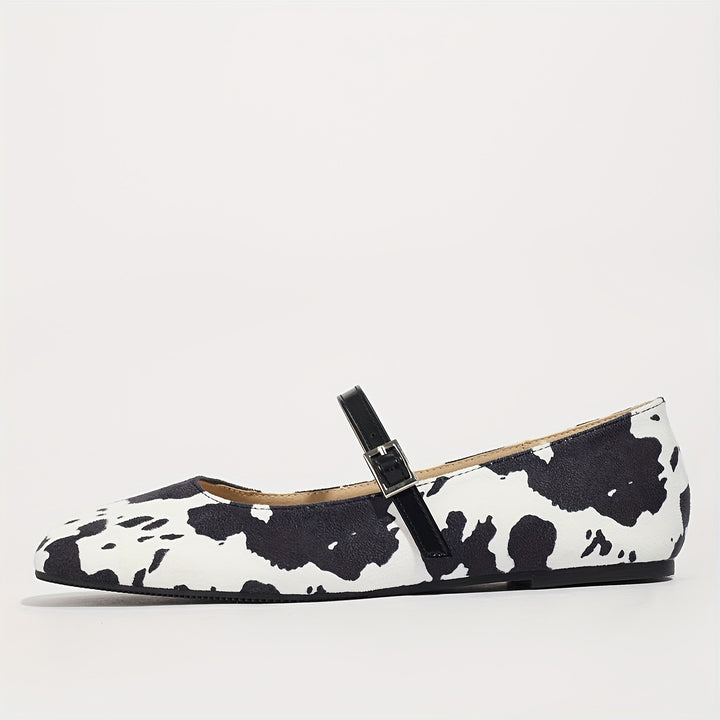 Cow Print Mary Jane Flats