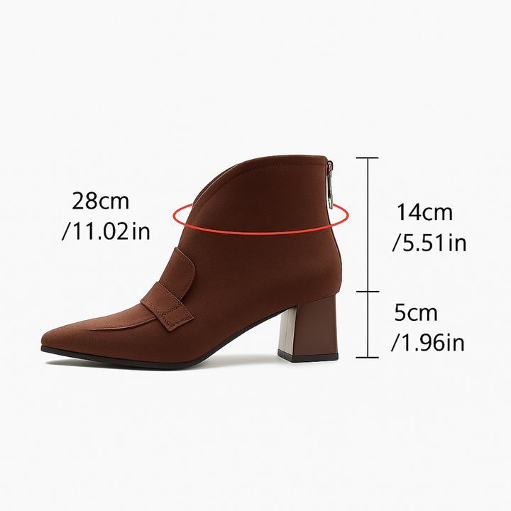 Elegant Pointed Toe Chunky Heel Ankle Boots