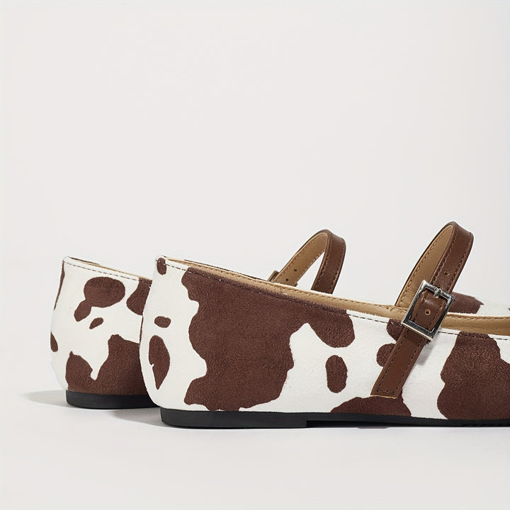 Cow Print Mary Jane Flats