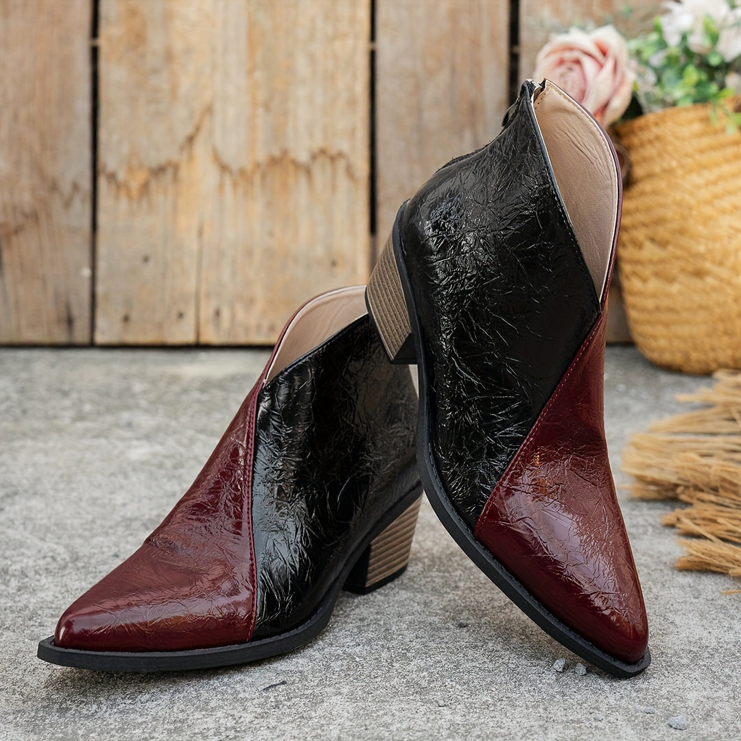 Ankle Boots with Pointed Toe & Back Zipper