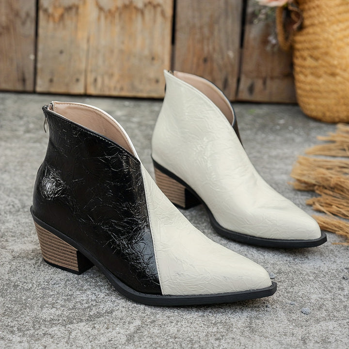 Ankle Boots with Pointed Toe & Back Zipper