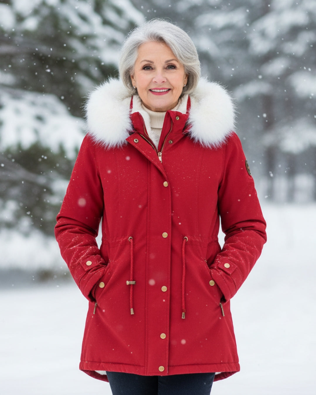White Fur Hooded Parka