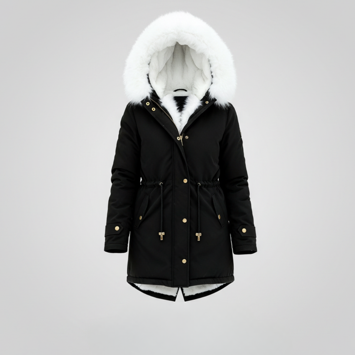 Fur Hooded Winter Black Parka