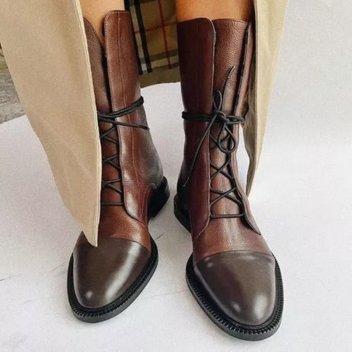 Lace Up Mid Calf Boots