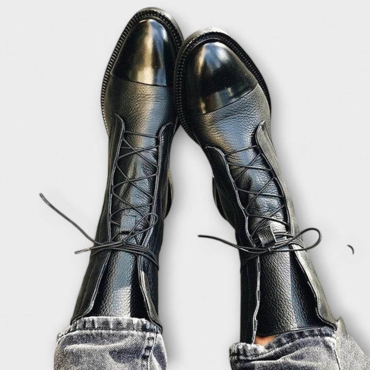Lace Up Mid Calf Boots