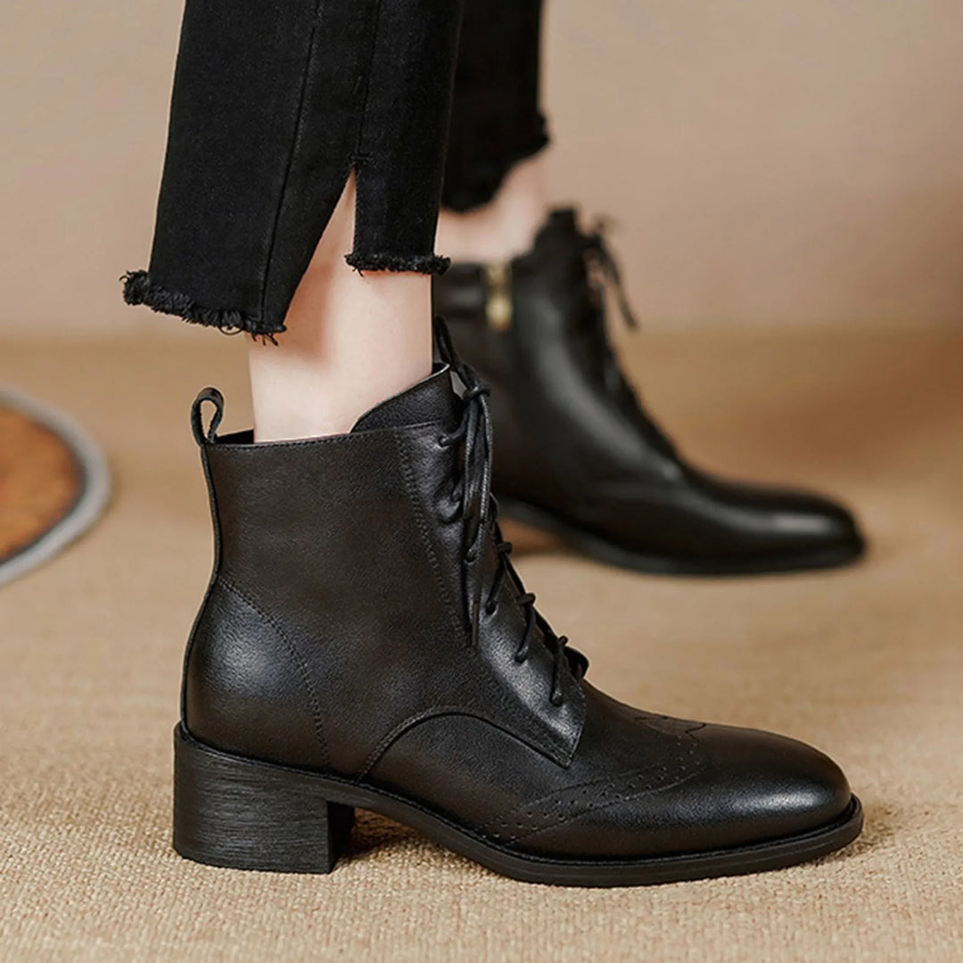 Block Heel Side Zipper Short Boots