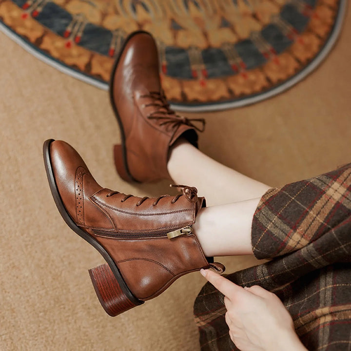 Block Heel Side Zipper Short Boots