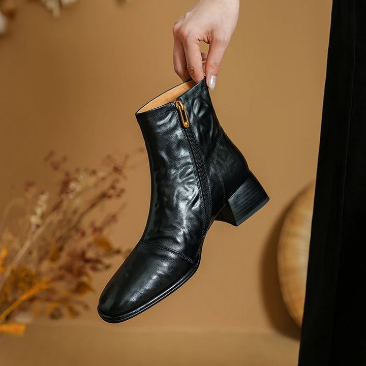 Side Zip Square Toe Boots