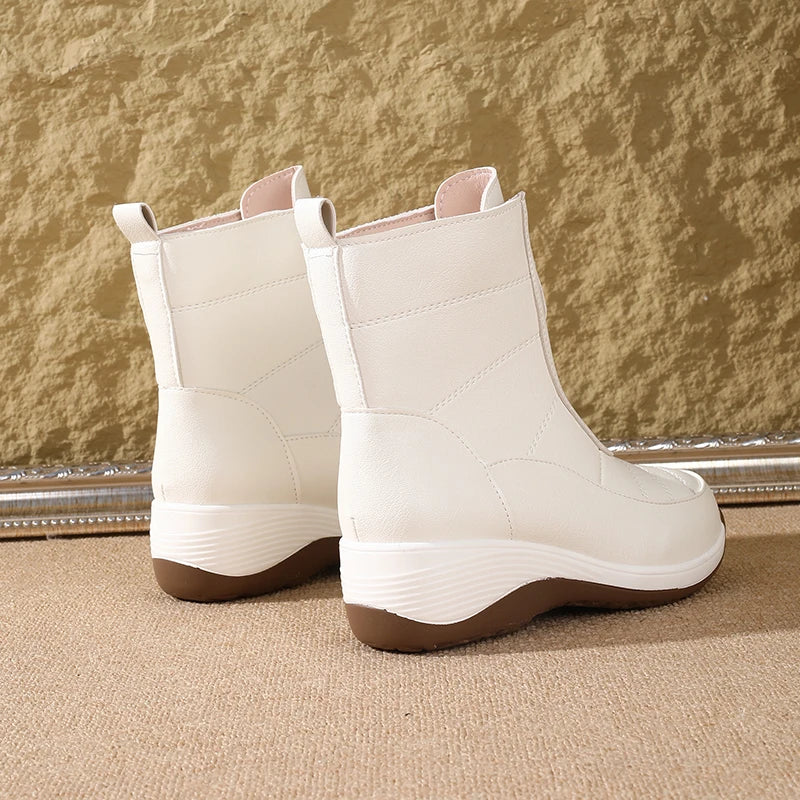 Fleece-Lined Thickened Wedge Short Boots