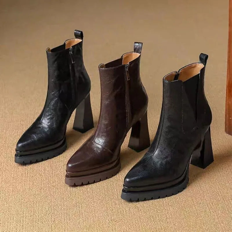 Pointed Toe High Heel Boots