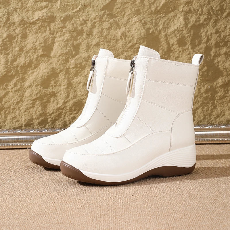 Fleece-Lined Thickened Wedge Short Boots