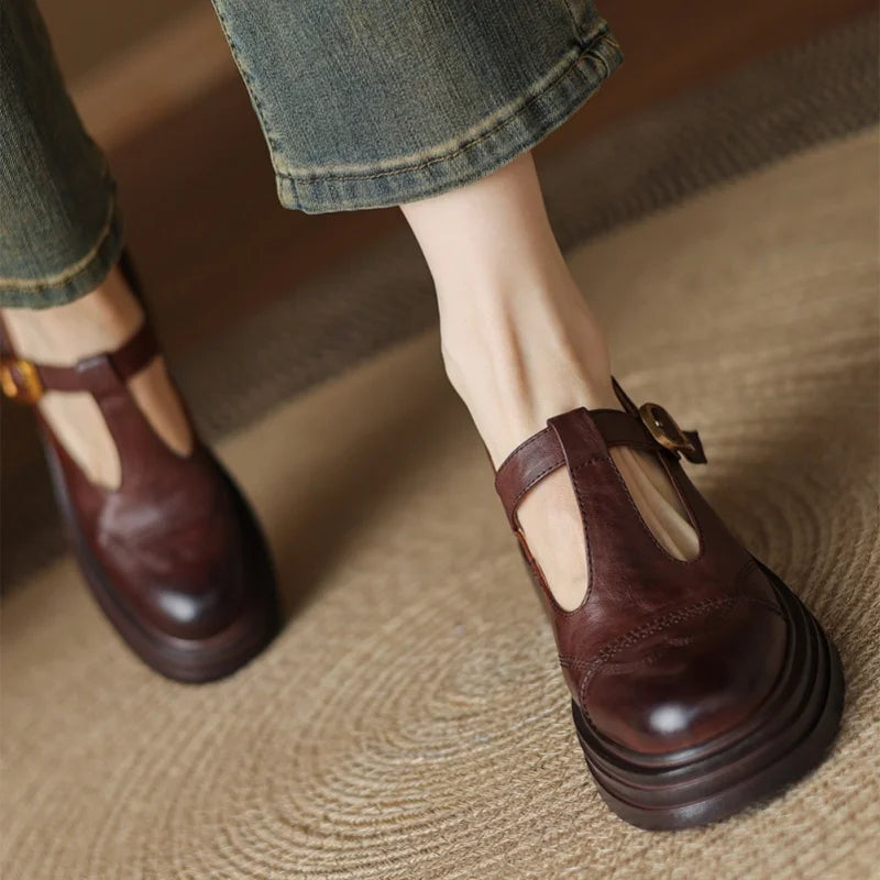 Chunky Heel T-Bar Shoes