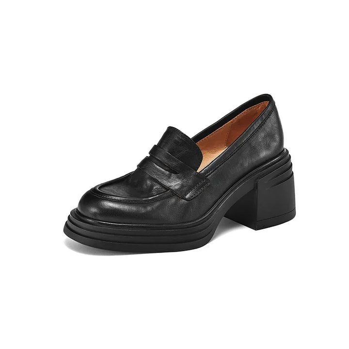 Retro Thick Heeled Woman Shoes