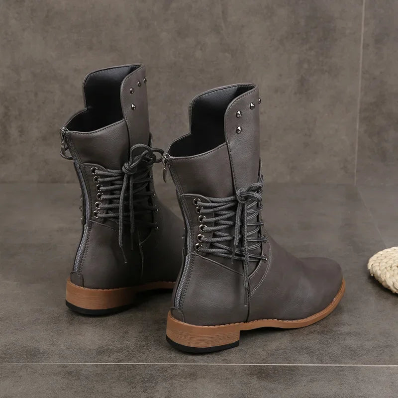 Cross Lace Knight Boots